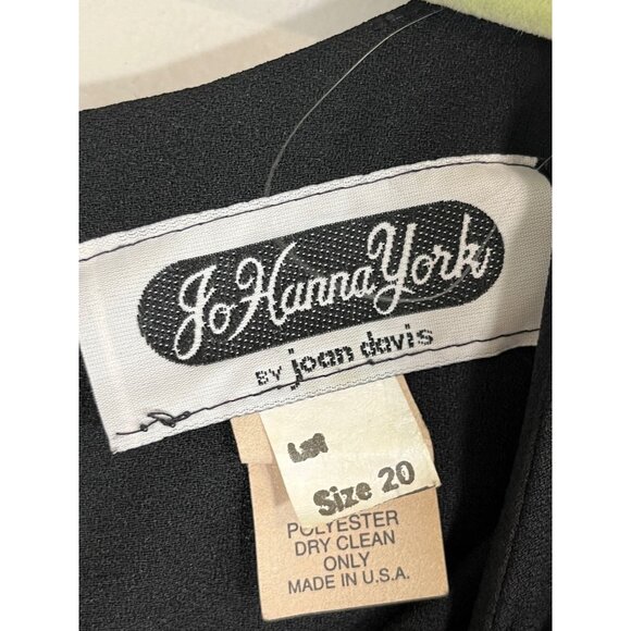 Vintage Heart Embroidery Dress 20 Black 80s Retro Modest Romantic Neutral Chic - Picture 5 of 10